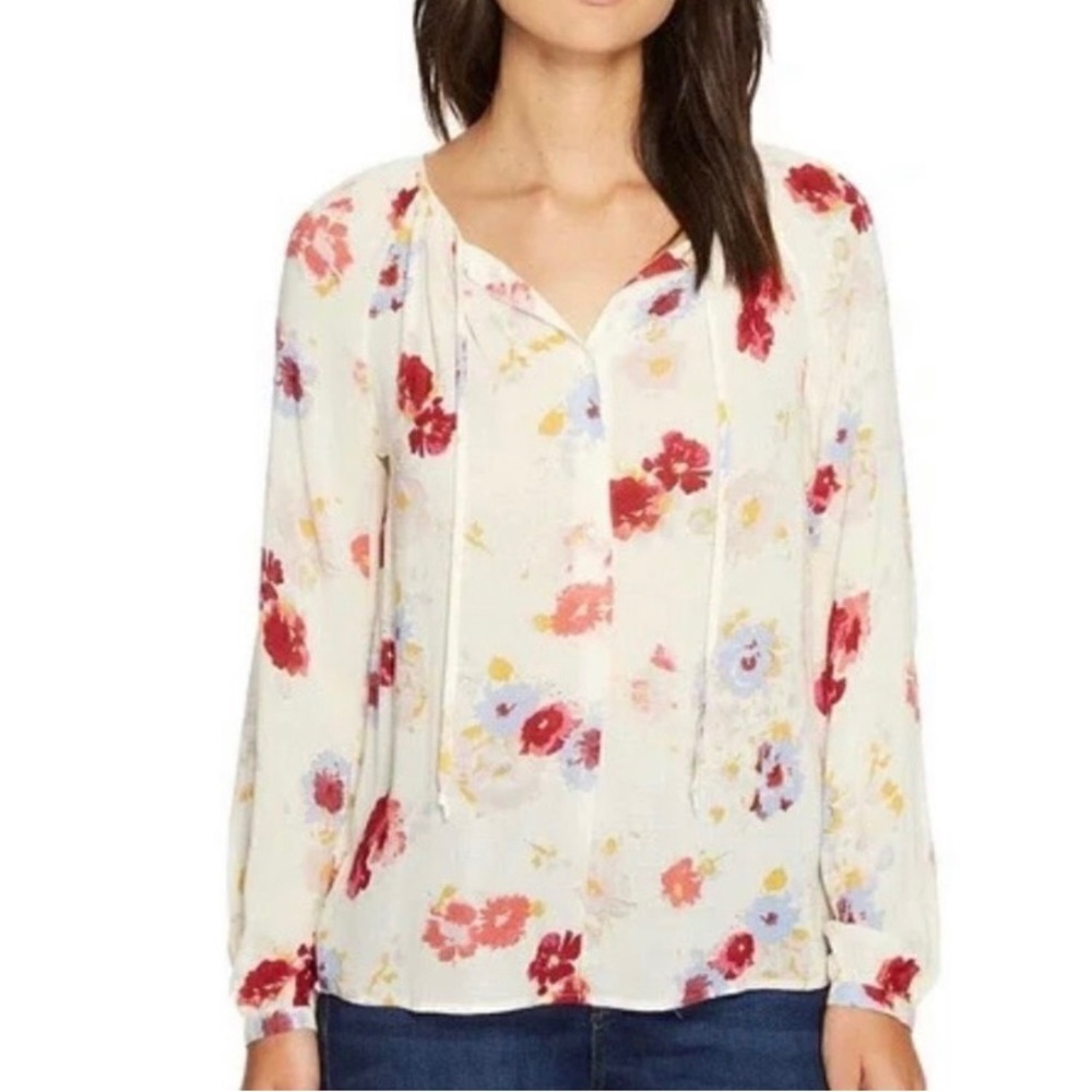 Lucky Brand Floral Boho Peasant Blouse 1X